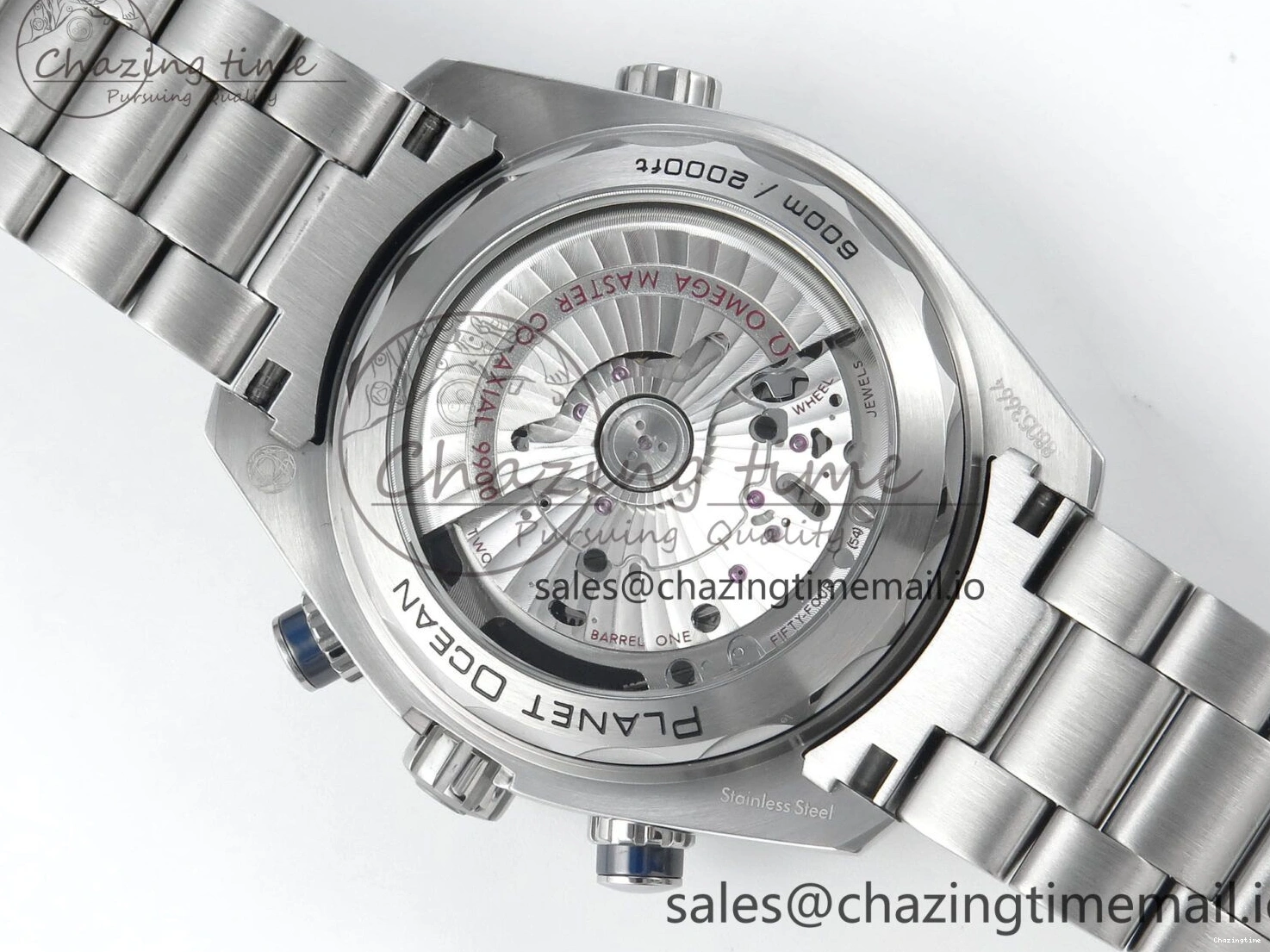 0117 Planet Ocean Master Chronometer 600M 45.5mm SS SCF 1:1 Best Edition Blue Bezel Blue Dial on SS Bracelet A9900 Super Clone Lightweight 7676